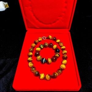 COPY - Large Tiger Eye Necklace and Bracelet Combo